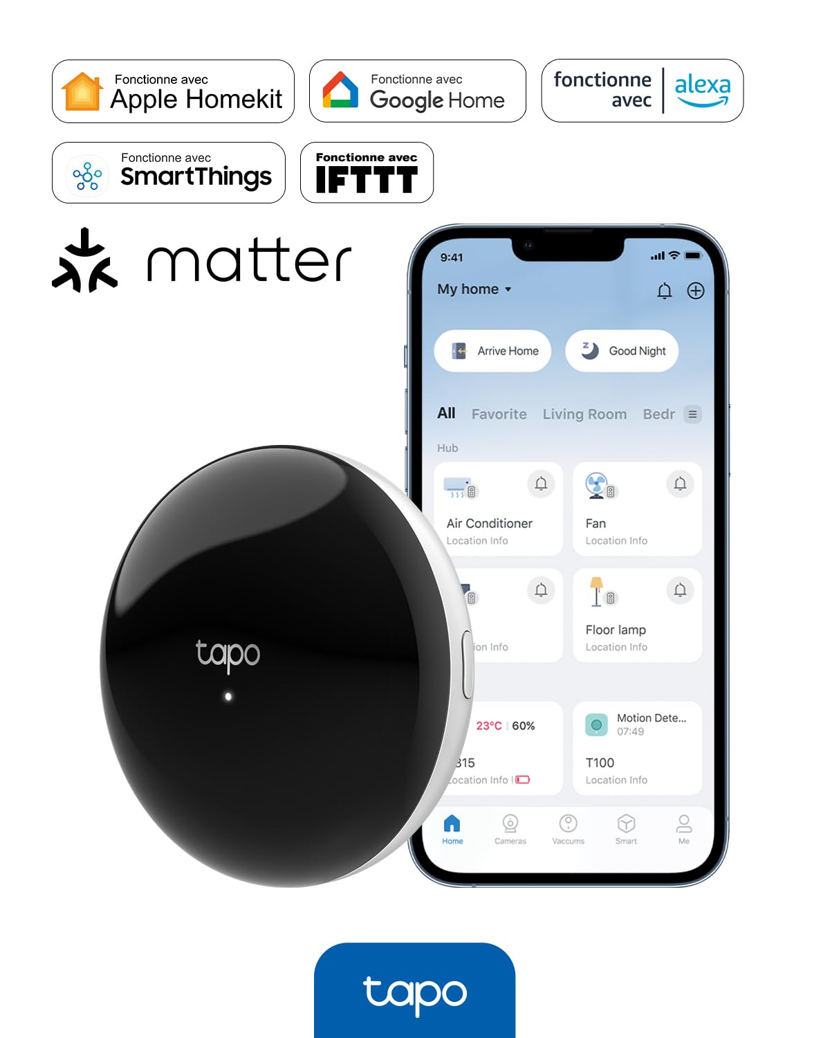 Tapo Télécommande Infrarouge H110 - Prend en Charge 18 Types d'appareils, Plus de 8000 Marques, hub pour capteurs Tapo, Commande vocale avec Alexa/Siri, Compatible avec Matter, Minuterie