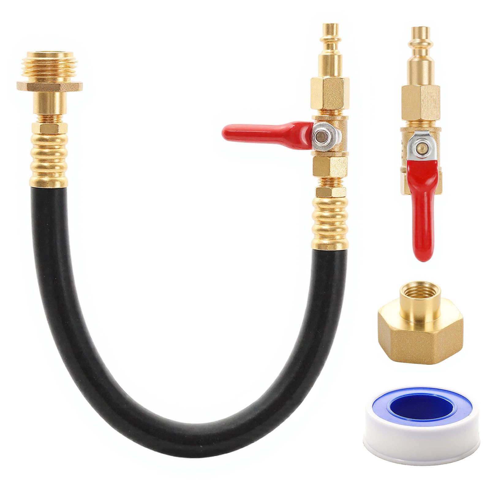 RV Winterizer Kit, 16.9" RV Water Blowout, Sprinkler Winterizing Blowout Kit with Shut Off Valve, Air Compressor Quick-Connect Plug Water Blow Out Fitting Adapter for Winterizing RV, Boat, Camper