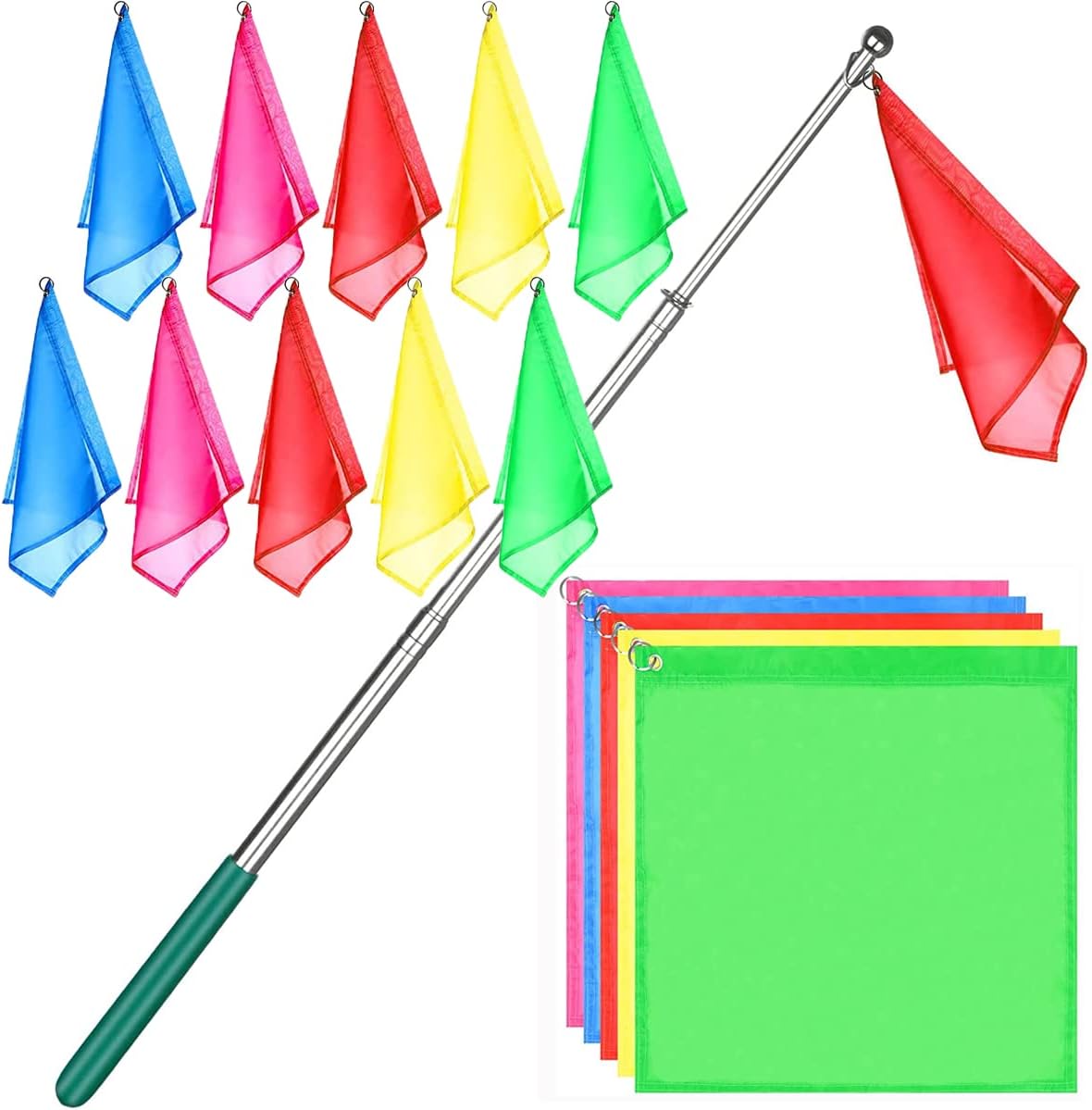 Mcree 10Pcs Equestrian Training Flags Equestrian Training Equipment Equestrian Nylon Flags With Flagpole Training Flag Horsemanship Flag Horse Lunging Training Stick Animal Flag Training Stick