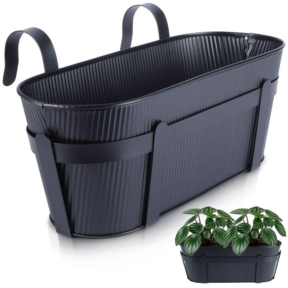 Vilde Balkon-Blumentopf Hngetopf Blumenkasten bertopf aus Metall schwarz  37,5 cm: Amazon.de: Garten