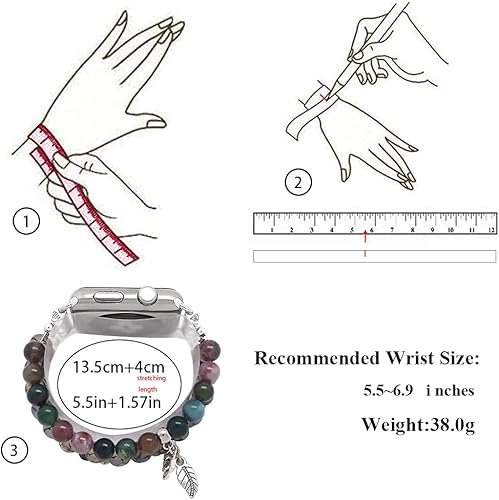 Miniatura 5 de Pulsera de cuentas de KAI Top compatible con Apple Watch Band de 1.496 pulgadas, 1.575 pulgadas, 1.614 pulgadas, 1.654 pulgadas, 1.732 pulgadas,