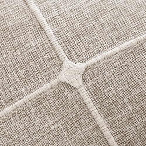 Image of Foindtower Pack of 2 Decorative Faux Linen Jacquard Check Throw Pillow Covers Farmhouse Cushion Cover with Grid Textured Accent Pillowcase for Couch Sofa Living Room Home Decor,20x20 Inch,Beige