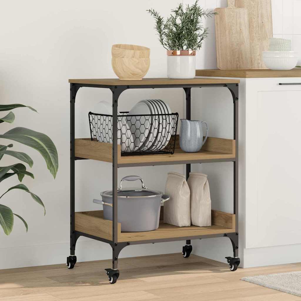 vidaXL Carro de Cocina Roble artesanal 60 x 41 x 80.5 cm