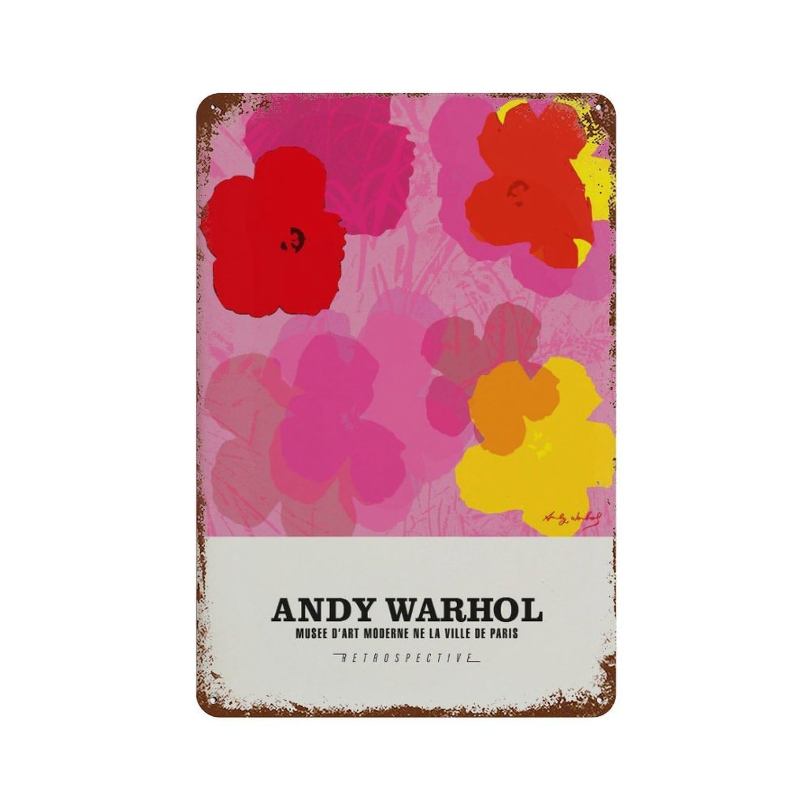 xiaoxiaoshen Andy Warhol Flower Exhibition Pop Wall Decor Art Metal Tin Poster Modern Home Decor Art Home Bar Shop Decorations Vintage Sign 30x20cm