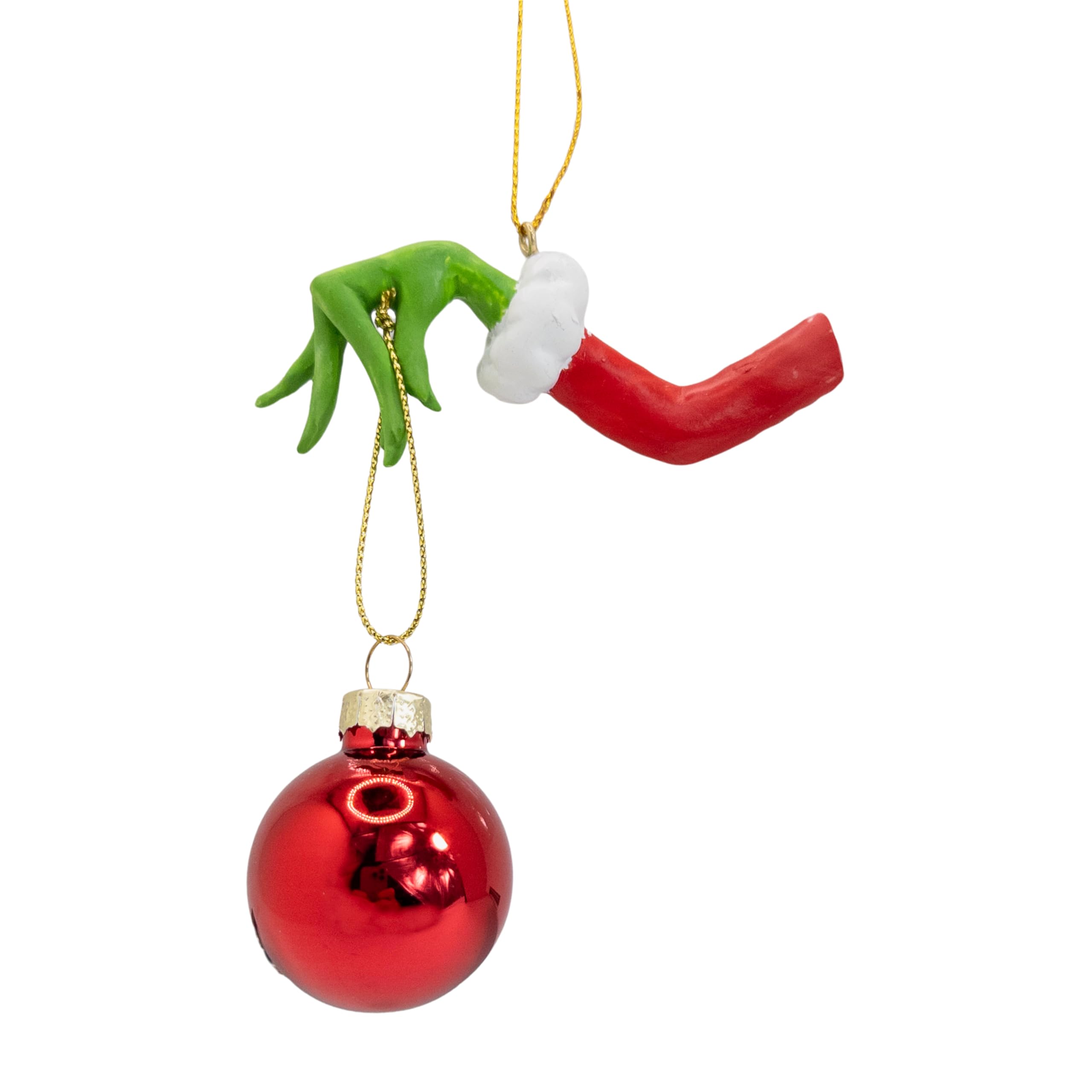 Green Monster Hand Stealing Red Bulb Christmas Tree Decoration Funny Ornament for Naughty Grinches