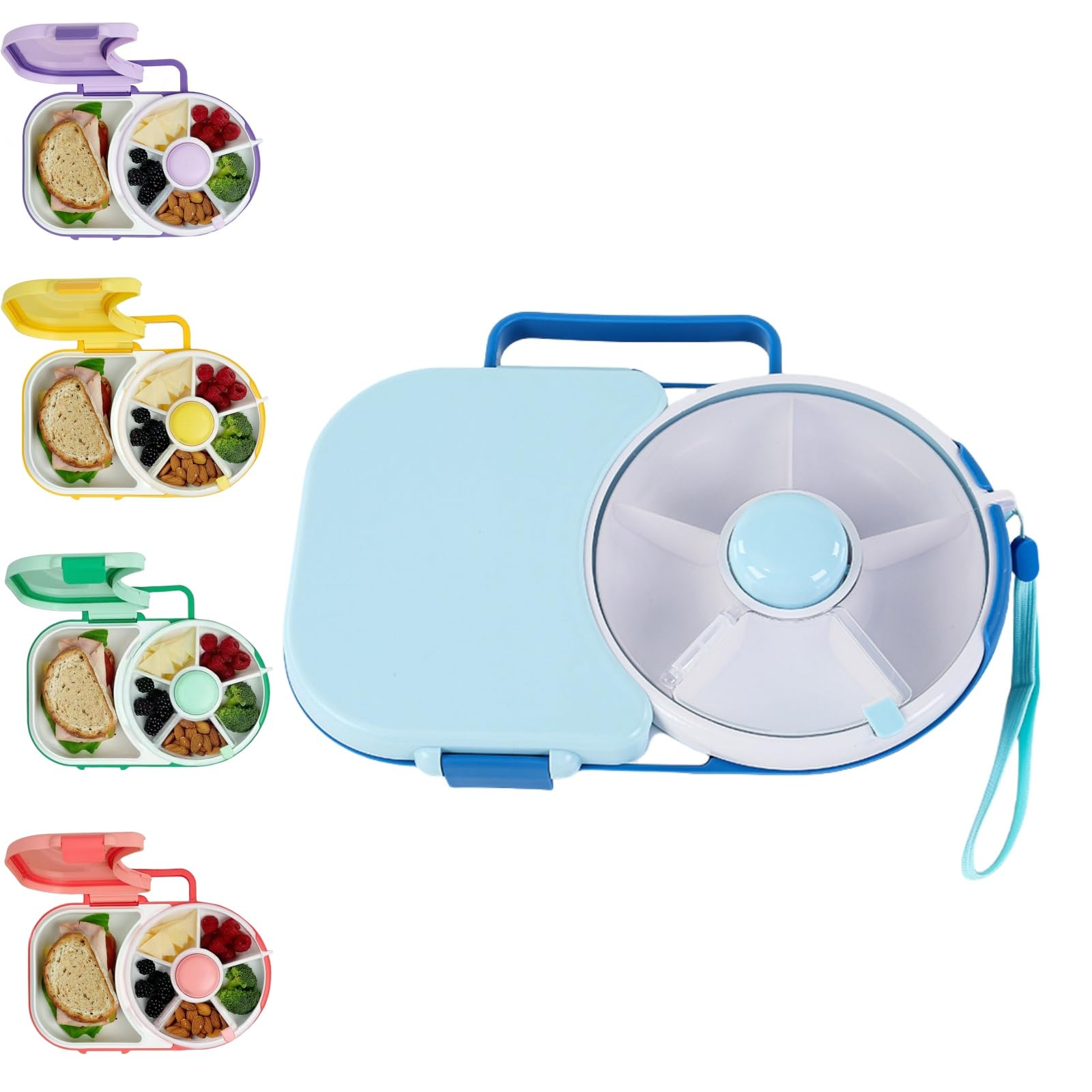 Kinder Snackbox Mit 5 Fächern - Drehbare Snackdose Für Unterwegs & Zu Hause