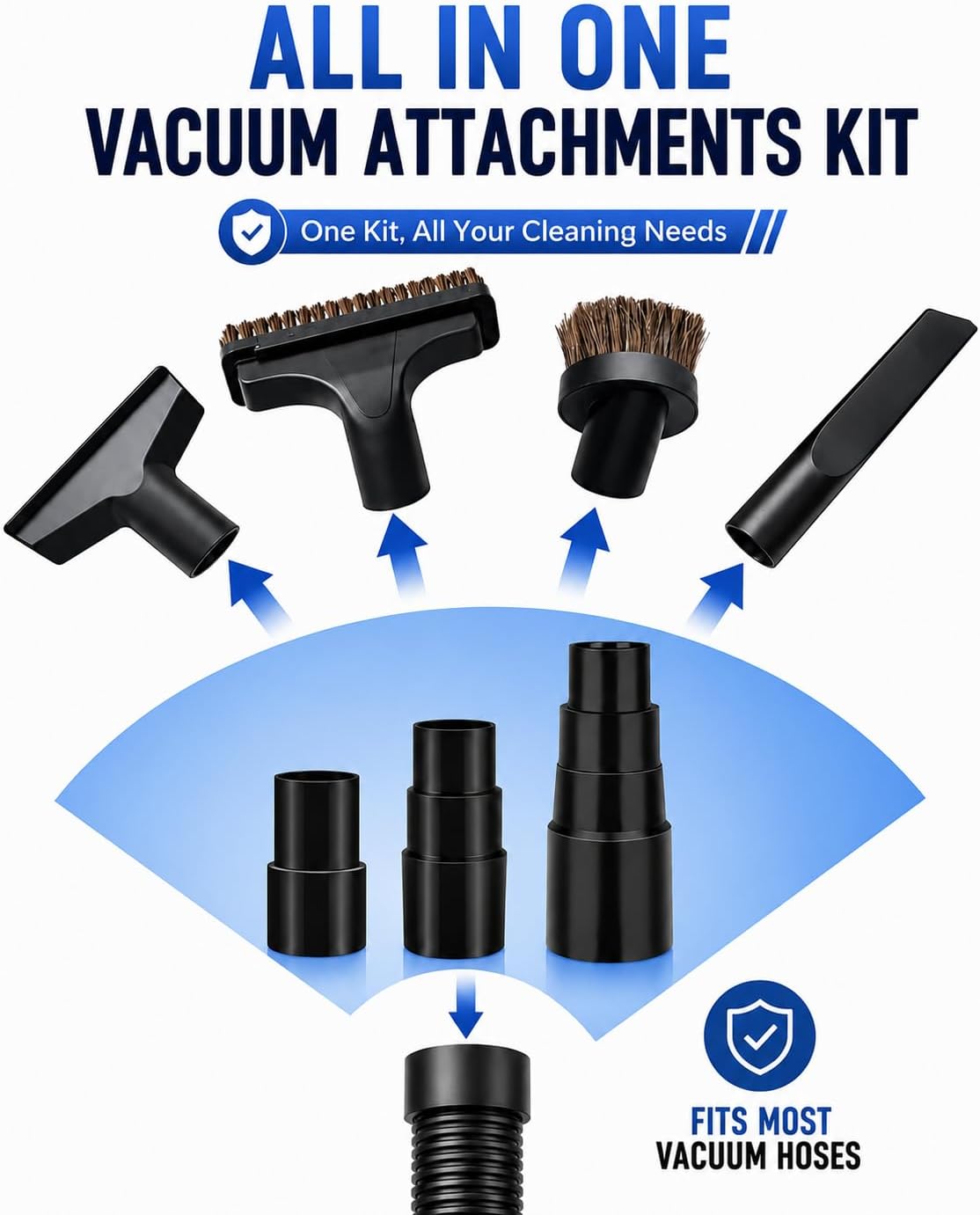 Vacuum Hose Adapter 3PCS 1-1/4", 1-3/8" & 1-1/2" Wet Dry Vacuum Connector image 3