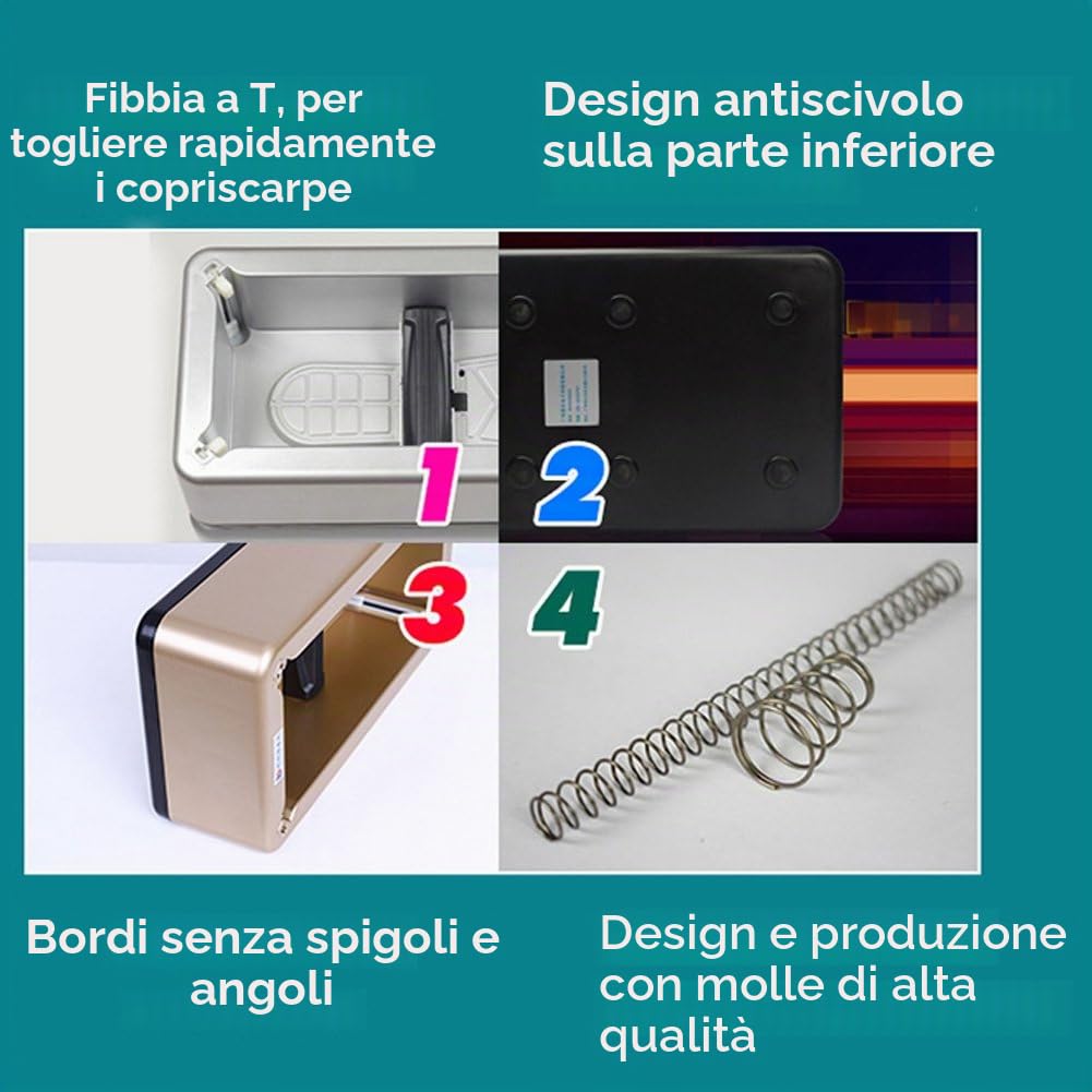 Dispenser automatico per copriscarpe, per casa e ufficio, in fibra di carbonio e ABS, struttura in acciaio, colore: dorato