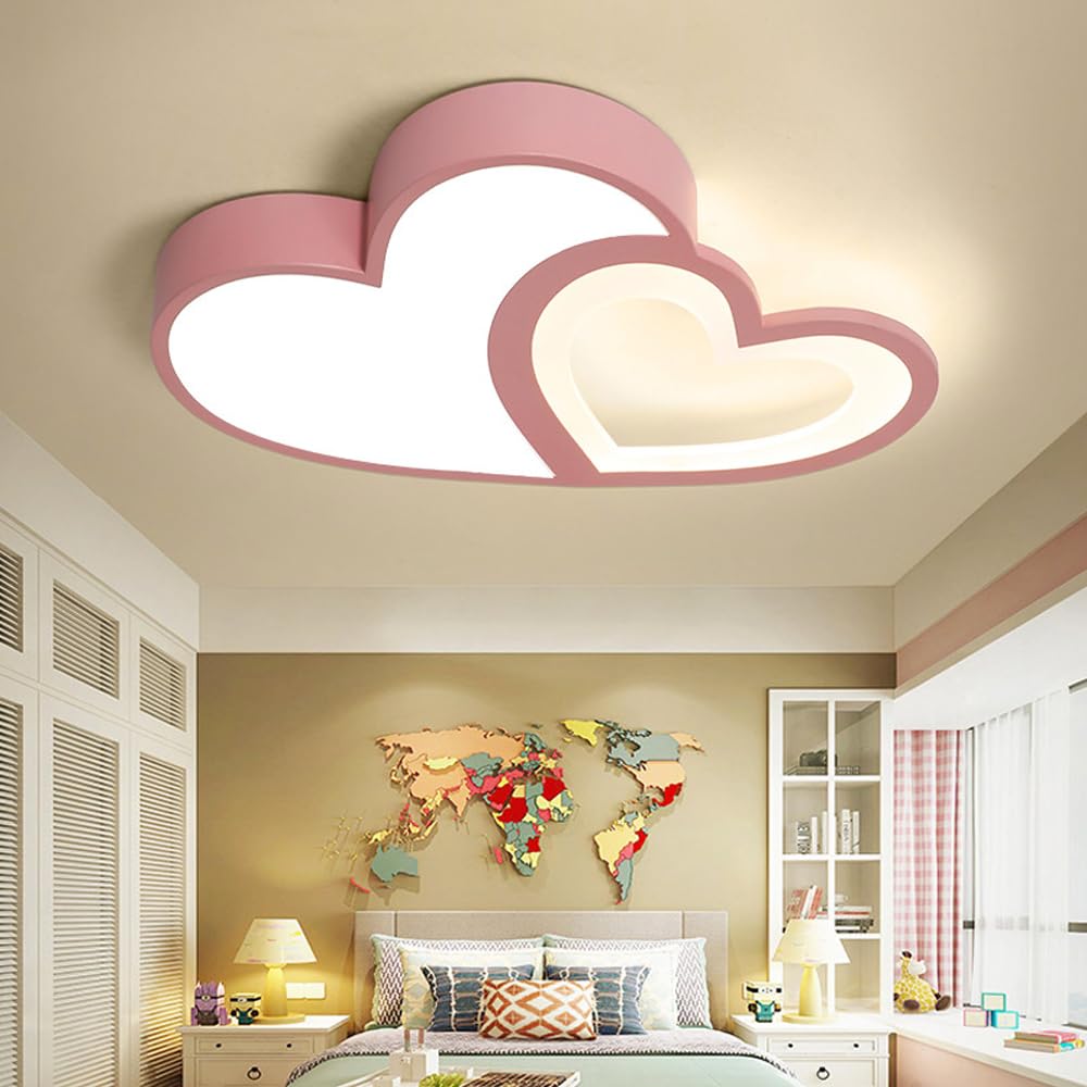Soffitto Del LED Luce Della Lampada Vivaio Dimmerabili Telecomando Plafoniera Creativa Moderna Romantica Forma Di Design Rosa Lampadario Cuore Luci Decorazione Acrilico Ragazza Ragazzo Camera Letto