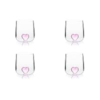 Excelsa Inside Set 4 Bicchieri in Vetro Borosilicato, Decorati a Mano con Soggetti