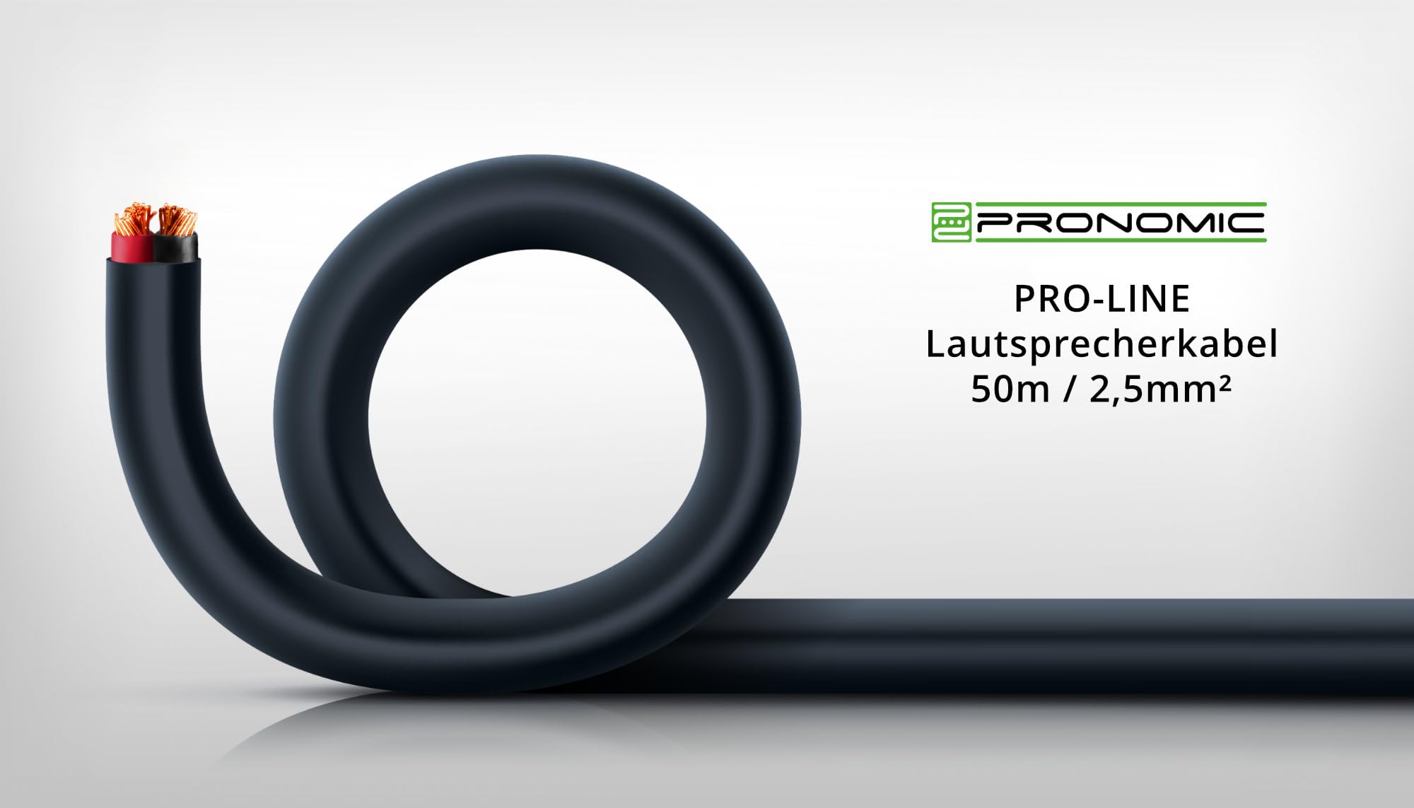 Pronomic BOXOE-50 Lautsprecherkabel 2x 2,5 mm² - Professionelles, 2-adriges Boxenkabel für DJ & PA - Aderquerschnitt: 2x 2,5 mm² - Länge: 50 m - Schwarz
