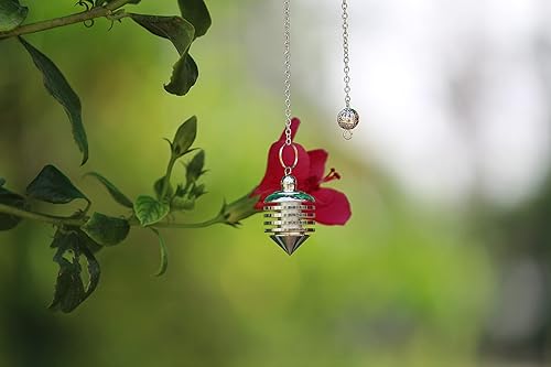 Miniatura 6 de Jet Silver Hard Coil Vertical Pendulum Reiki Nova Wiccan Free Booklet Jet International Crystal Therapy Healing Dowsing A++ Metaphysical Spiritual