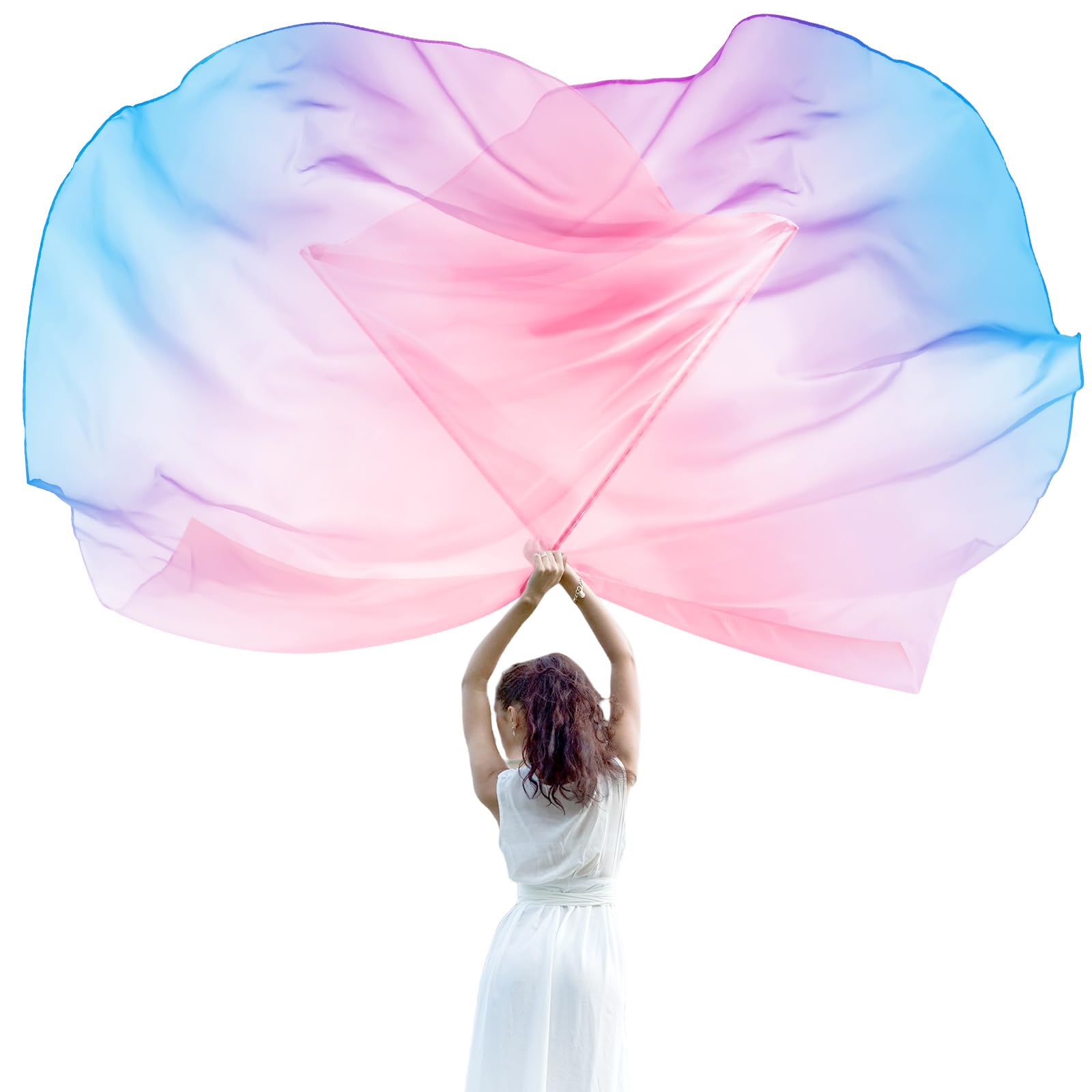 Jetec 2 Pcs 74"x55" Worship Flags for Dance Church Praise Dance Flag with Flexible Rod Semicircle Angel Wing for Outdoor Stage Performance Religious Activities(Pink Purple Blue,Gradient Colors)-image-49