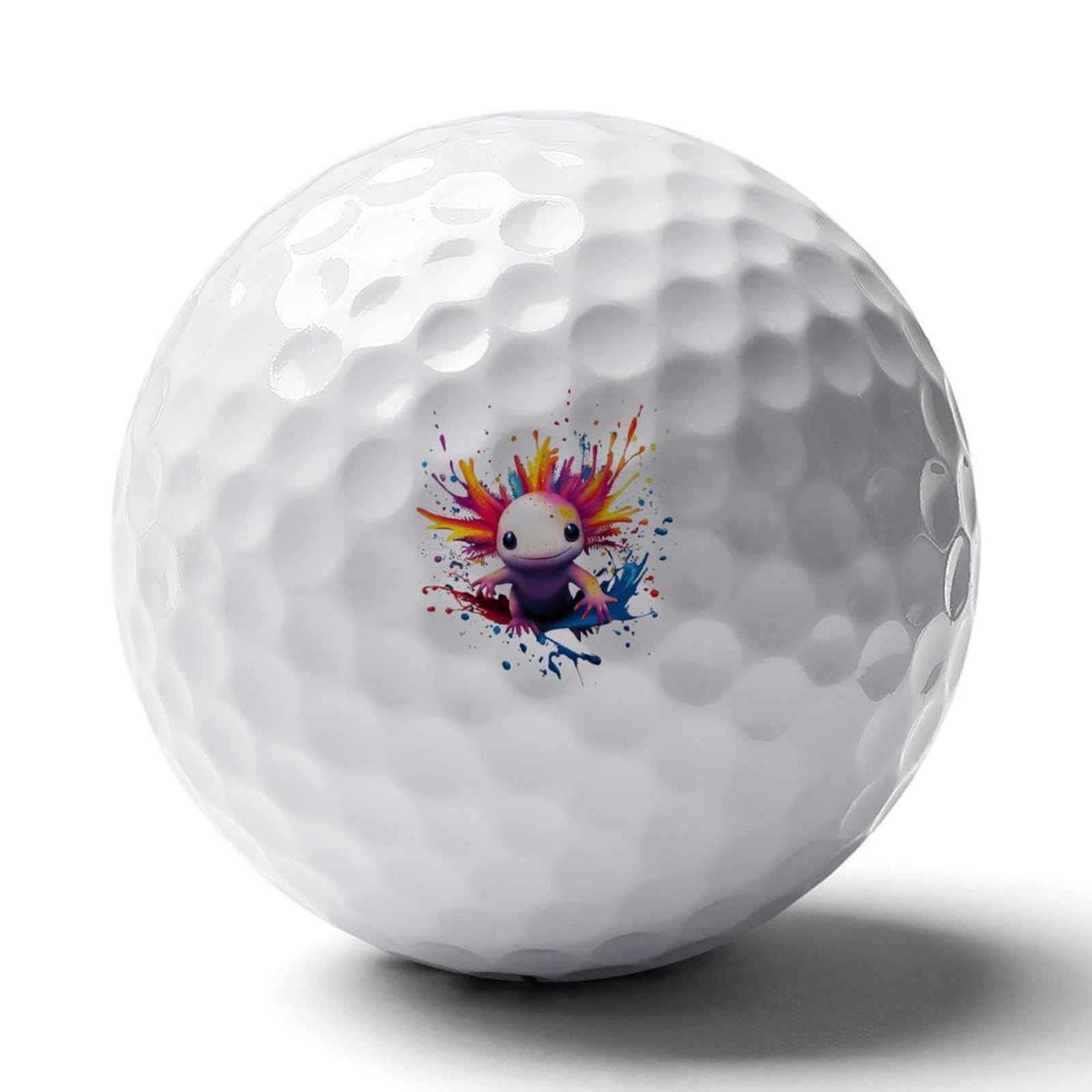 Colorful Axolotl Cute Personalized Golf Balls Funny Long Distance Practice Golf Ball for Men Women Backyard
