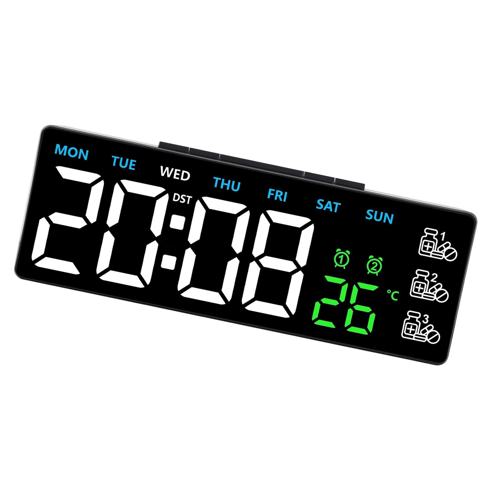 Tsophreniq LED Digital Alarm Clock with 3 Brightness Dimmer Alarm Sound Electric Desk Clock for Bedroom Living Room Bedside Digital