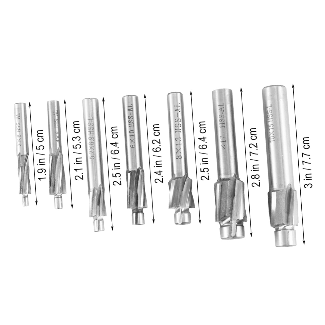 SOLUSTRE Countersunk Milling Cutters Drill Bit Set 7pcs End Mill Cutters for Steel Machining