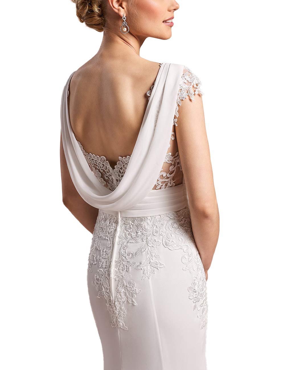 con Vestidos de Noche con Faldas de Manga Corta Y Tirantes Abiertos, WZEFEIO, Blanco, 32