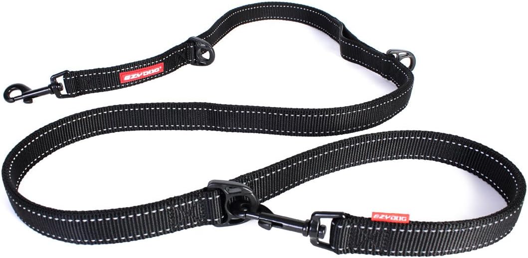 EzyDog Vario 6 Multi-Function Dog Lead, 3-6 foot, Black
