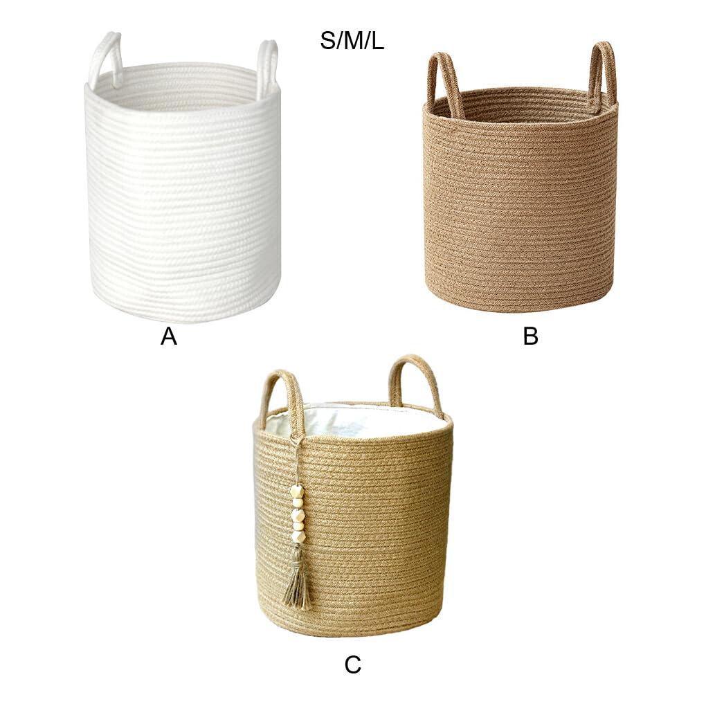 MRKU Cesta de Almacenamiento para Cocina, Tejida con Cuerda de algodón y Tela para Ropa Sucia.