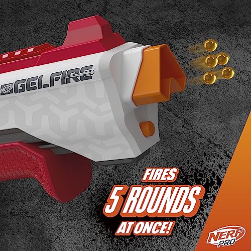 Image of Nerf Pro Gelfire Raid Blaster, Fire 5 Rounds at Once, 10,000 Gel Rounds, 800 Round Hopper, Eyewear, Toys for Teens Ages 14 & Up