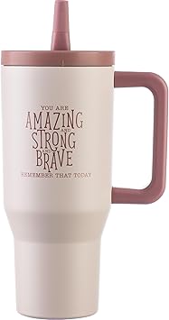 DIVERSEBEE 30 oz Insulated Stainless Steel Tumbler with Lid, Inspirational Birthday Thank You Gifts for Women, Mom, Wife, Girlfriend, Teacher, Her, Nurses, Best Friend, Travel Mug Blush