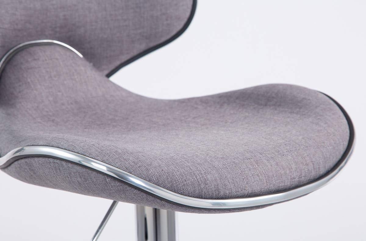 CLP Lot De 2 Tabourets De Bar Las Vegas V2 en Tissu I Chaises Hautes Ajustables Et Pivotantes I Piètement Et Repose-Pieds en Métal | Couleur Gris Clair Couleur du Cadre Chrome