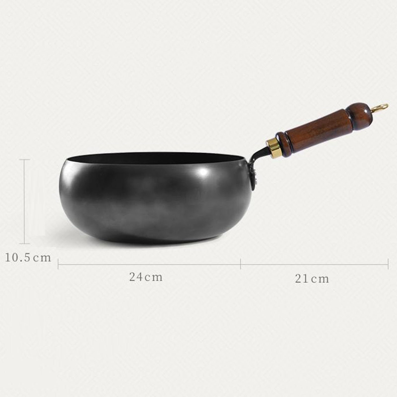Unbeschichtete Eisenpfanne, 24Cm Handgeschmiedeter Schmiedeeiserne Pfanne, Japanische Eisenpfanne Mit Holzdeckel, Für Küche, Vielfältige Kulinarische Stile,Schwarz