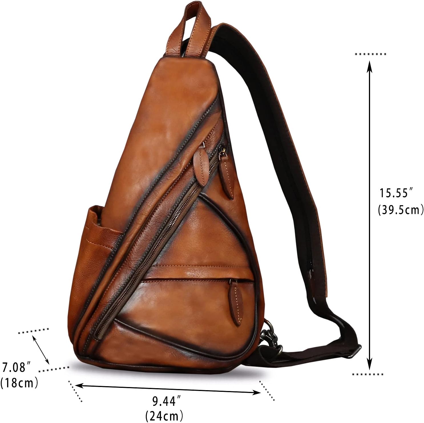 Genuine Leather Sling Bag for Men and Women - Vintage Sling Backpack Shoulder Crossbody Chest Bag for Ipad - Image 5