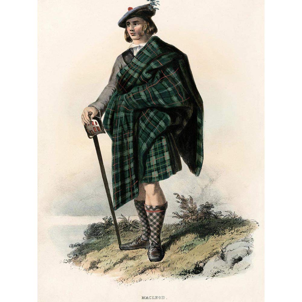 Wee Blue Coo Painting Portrait Highland Clan Scotland Tartan Macleod Art Print Poster Wall Decor 12X16 Inch