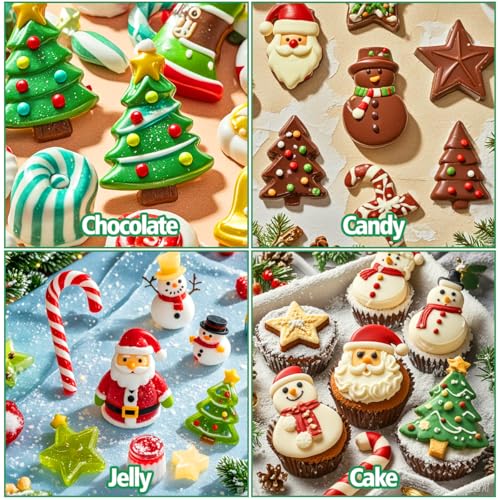 BUSOHA Christmas Silicone Chocolate Molds - 2 Pack Christmas Candy Molds with 40 PCS Piping Bags,3D Snowflake Silicone Baking Molds for Chocolate, Candy, Jelly, Ice Cube, Dog Treats