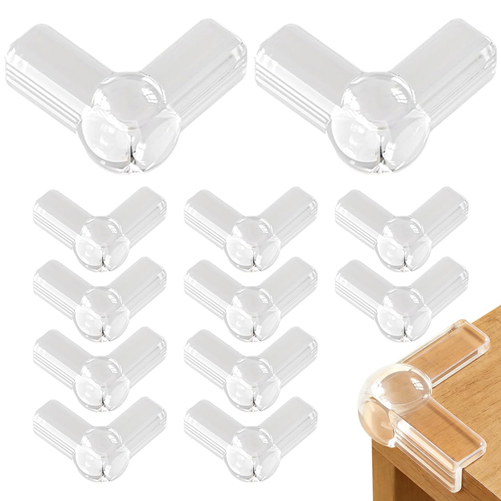 12 Pack Transparent Silicone L-Shaped Corner Guards, Air Cushion Design Edge Protectors, Furniture Corner Cushions for Table Cabinet Countertops Home Office
