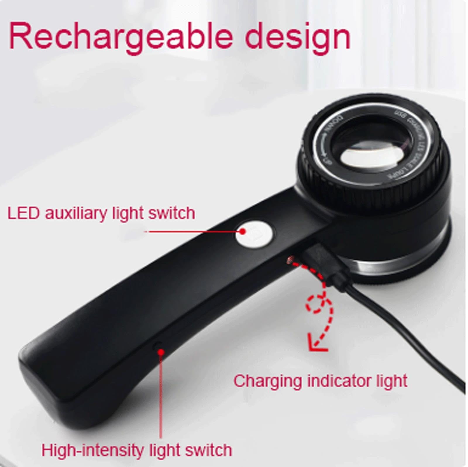lente d'ingrandimento Lente d'ingrandimento for valutazione gioielli ricaricabile con luce LED