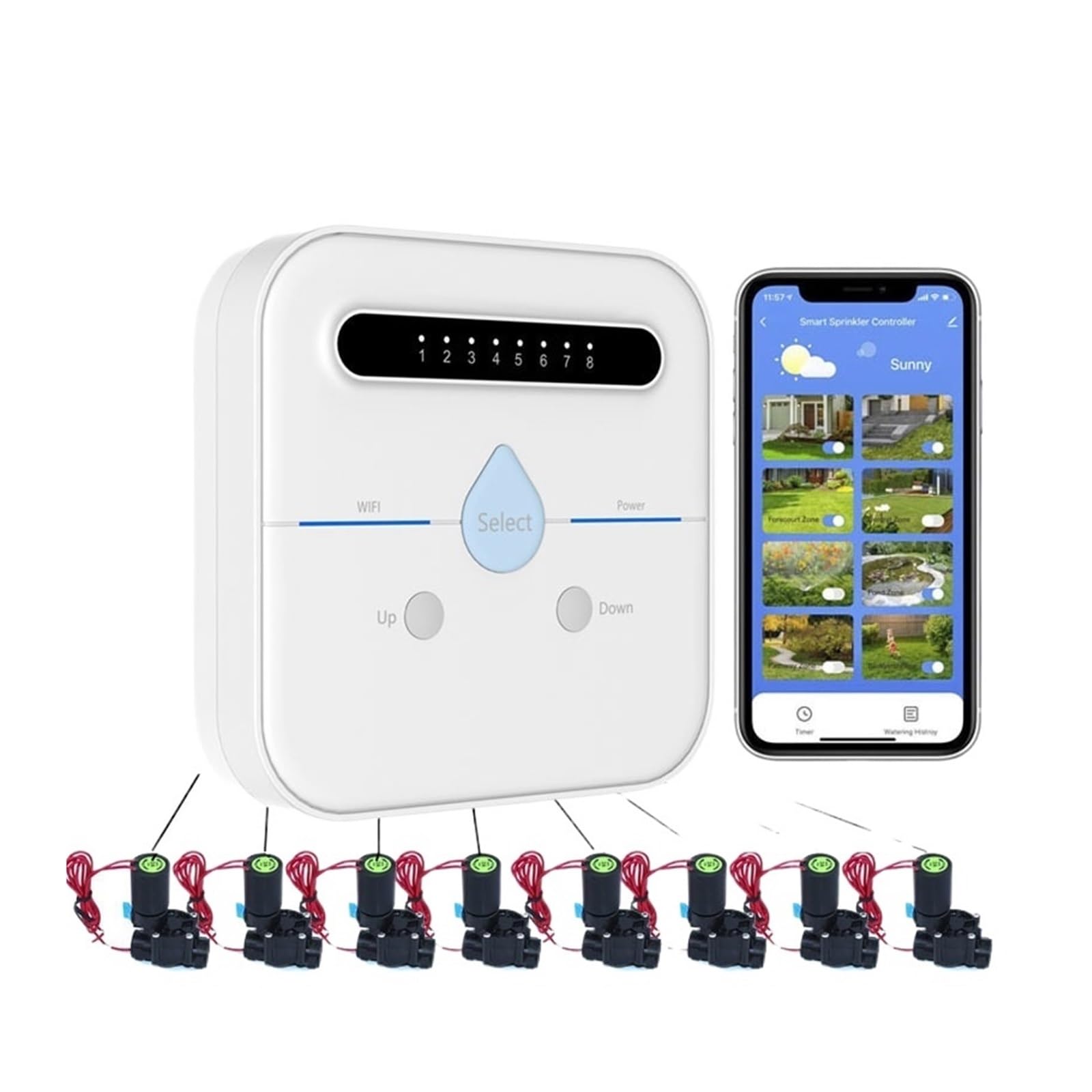 Contrôleur d'irrigation de jardin intelligent avec raccord 4 voies