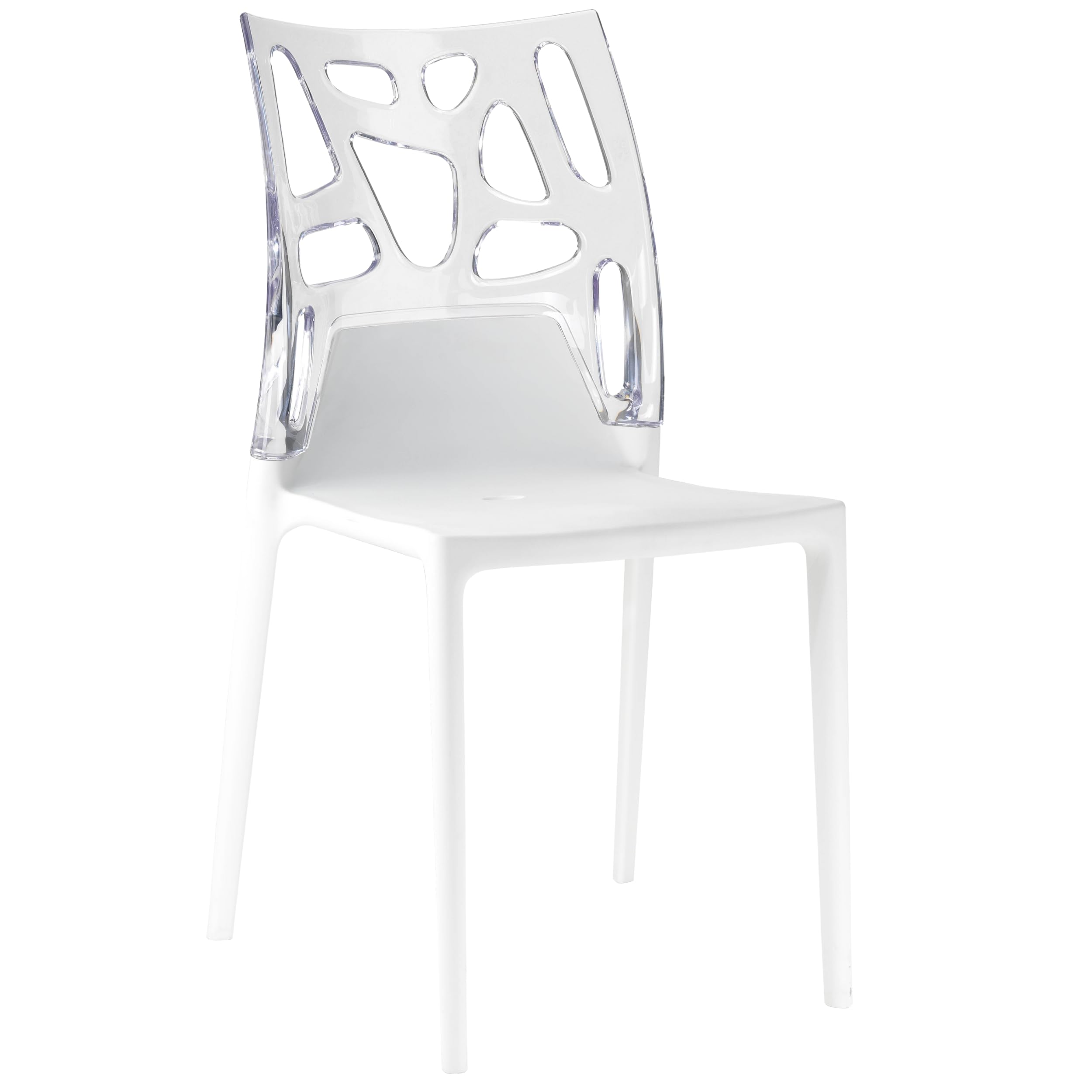 PAPATYA EGO-Rock Chaise Design en Plastique - Capacité de Charge 200 kg, Stable pour Hôtel, Restaurant, Légère pour Balcon - Blanc Transparent