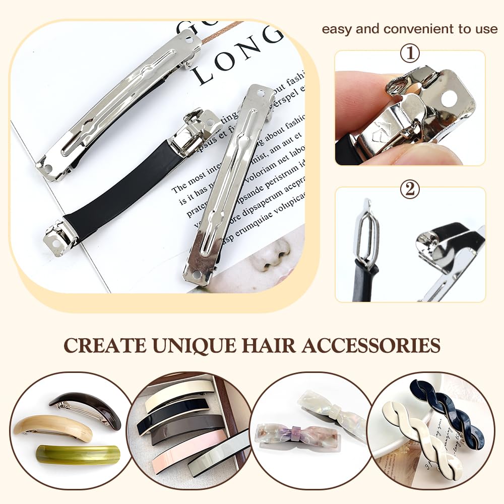 Dizila 20 Pieces 8cm/3" Plain Blank DIY Craft Project Silver Metal French Hair Barrettes with Strong Hold Snap Hair Clips Accessories for Women Girls Teens - Image 4