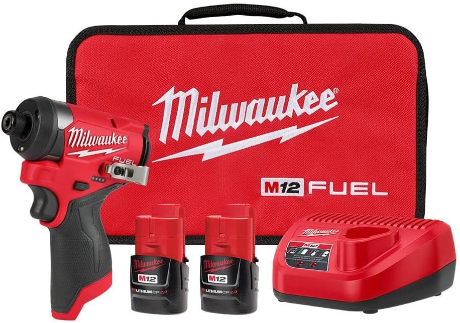 M12 Fuel 12V 1/4" Lithium-ion Cordless Impact Driver Kit - with 2 Batteries, Charger, and Tool Case