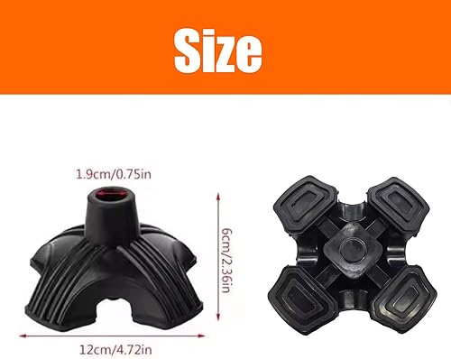 Miniatura 6 de Paquete de 4 puntas de bastón, puntas de muleta, base de caña de pie para la mayoría de los caminos, punta de caña de goma de repuesto