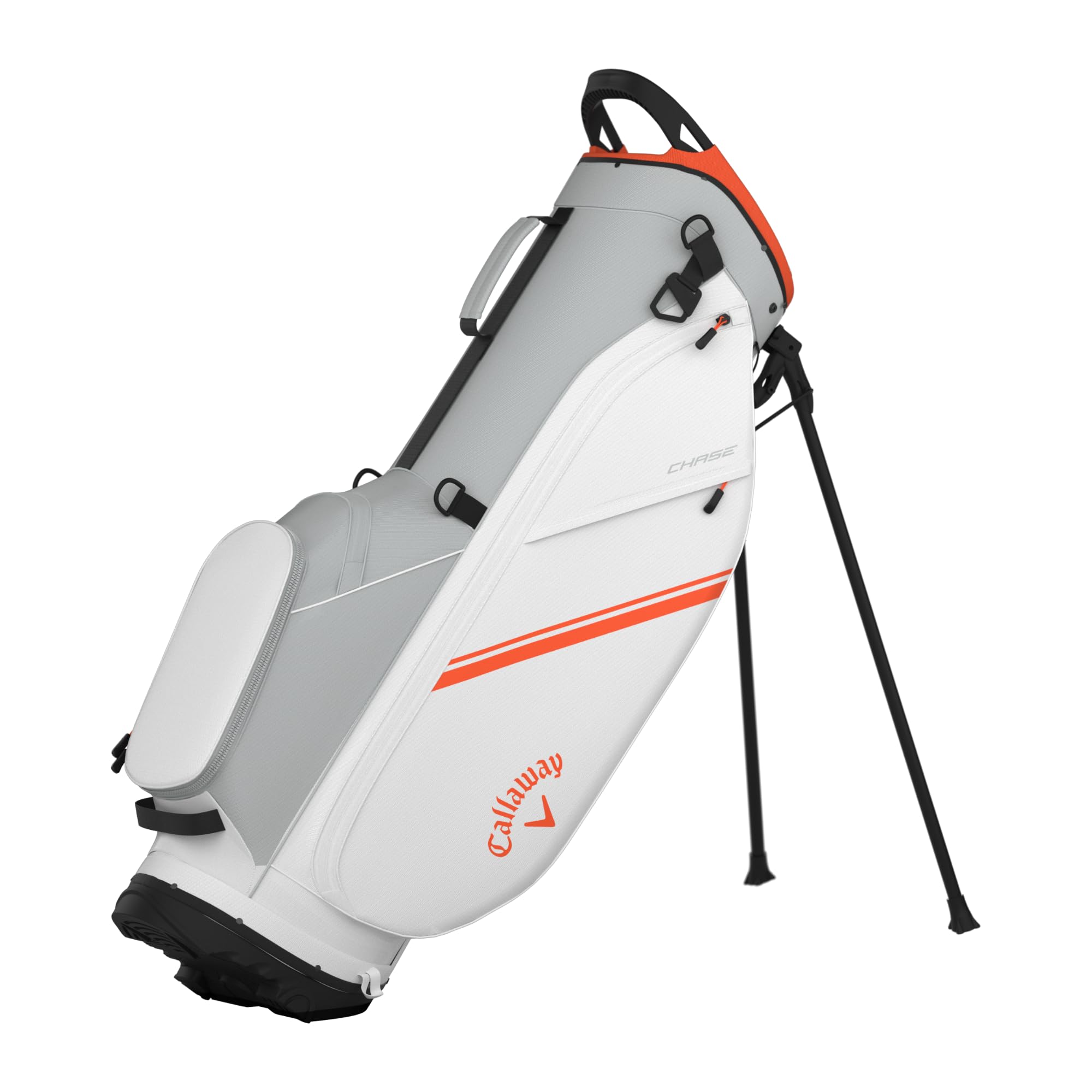 Callaway Golf Chase Lightweight Stand Bag 2025, White/Silver/Orange