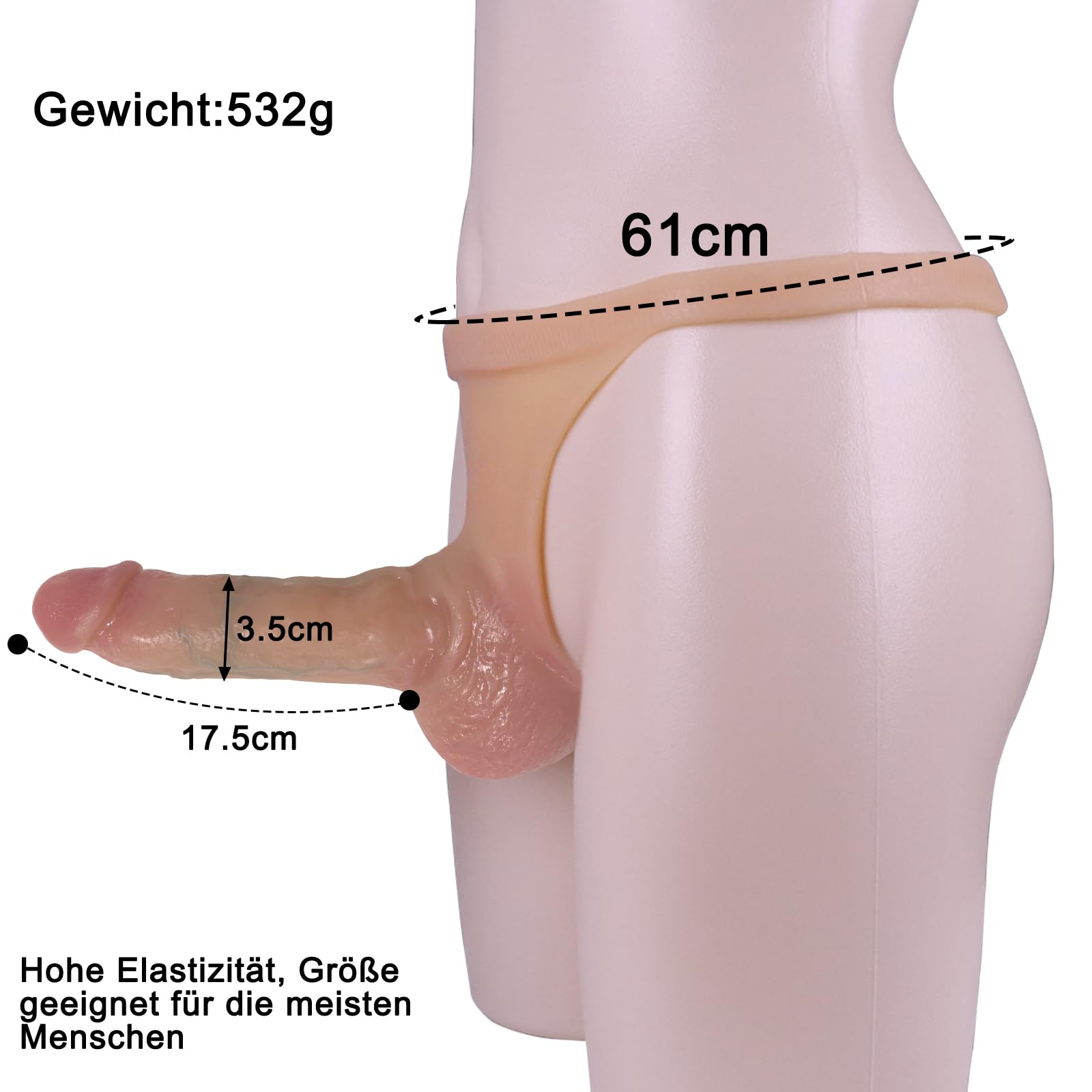 BDSMAGE 16,5 cm Dildo Strap-on Realistico in Silicone, Strap on Doppio Dildo con Perizoma, Giocattoli Sessuali Realistici Anale per Donne