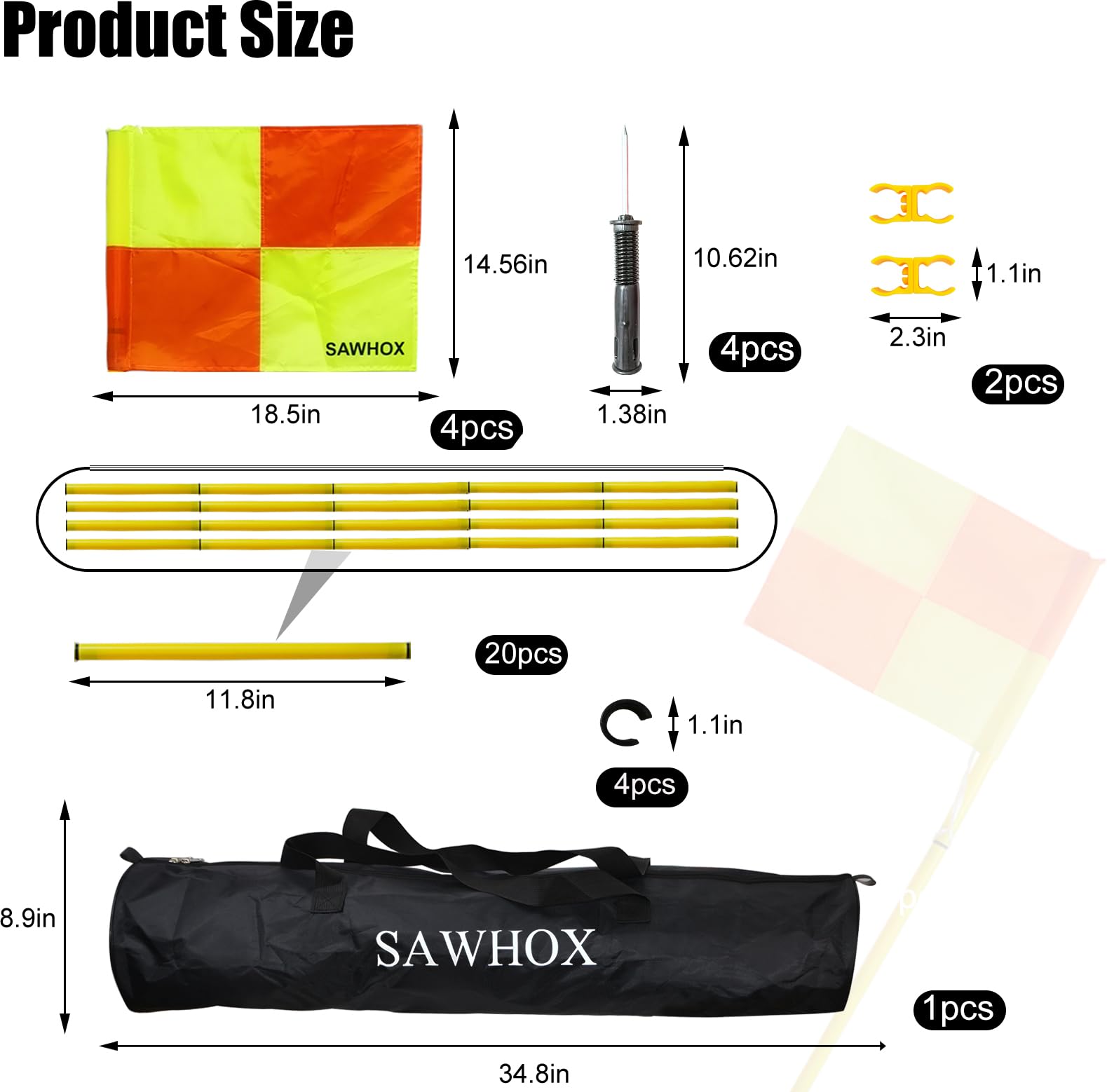 Soccer Corner Flags With Bag, 4-Piece Set For Soccer Field, 5ft - View #5