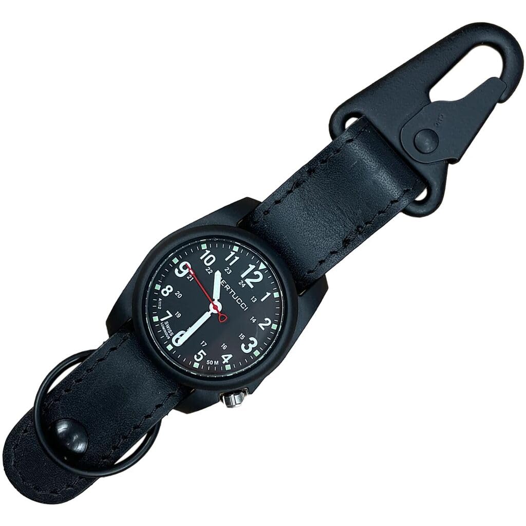A0033 Unisex Analog Field FOB DX3 Watch - Black Dial Black Leather Band Watch
