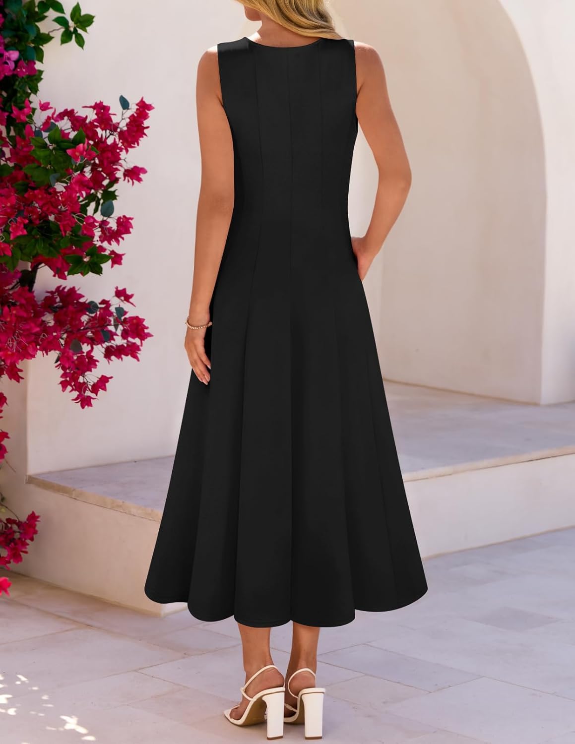 MEROKEETY Women's 2026 Summer Elegant Classy Midi Dress Sleeveless A Line Flowy Formal Cocktail Dresses - Image 5