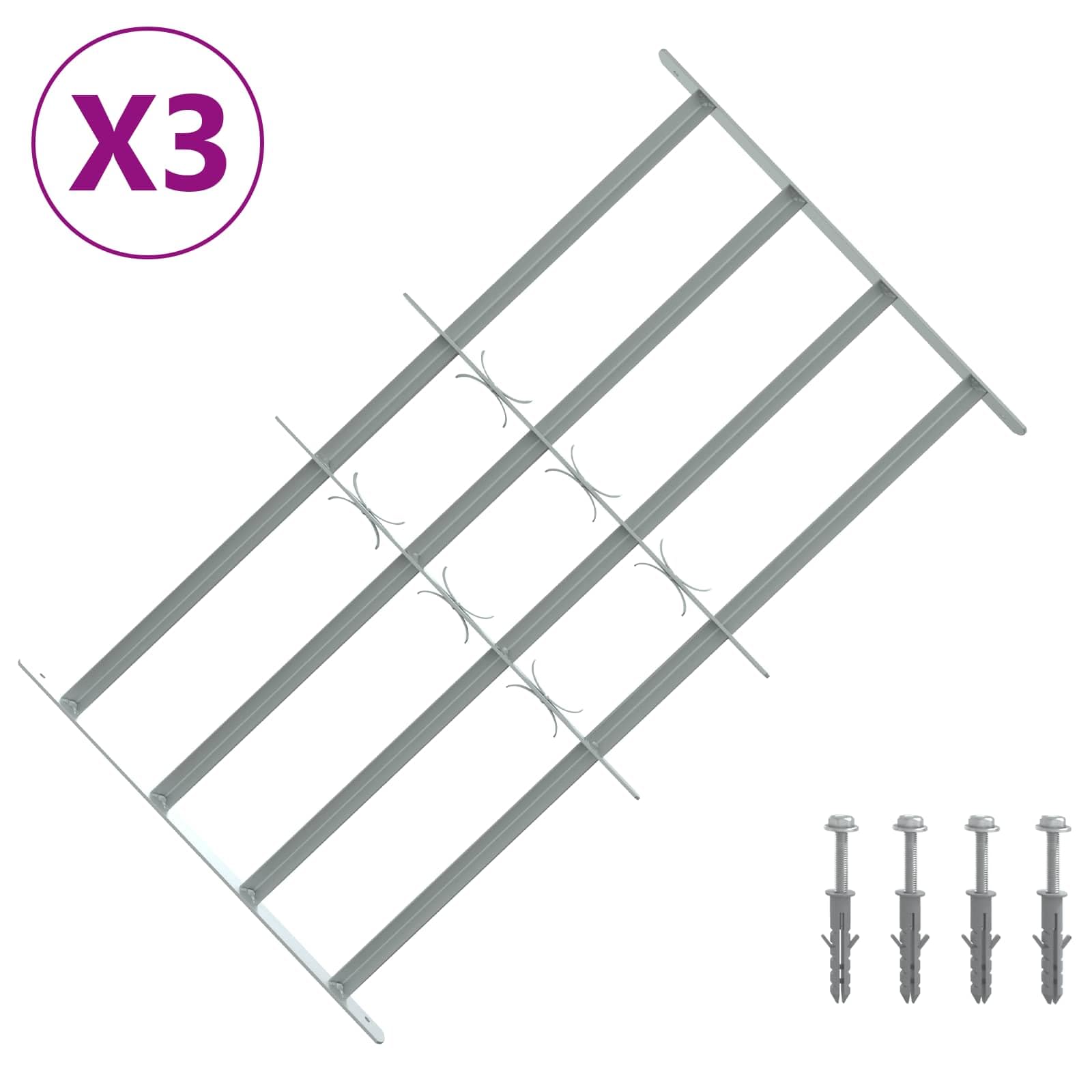 Rejilla de seguridad para ventanas (4 barras cruzadas, 3 piezas, rejilla protectora para balcón, planta baja y ventana de bodega-A3)