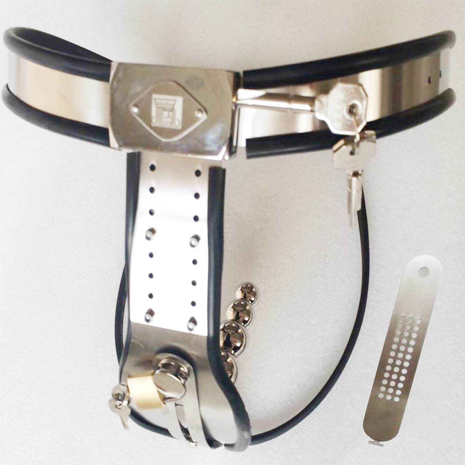 Ceinture de chasteté en acier inoxydable pour femme Cage de chasteté Ceinture de chasteté femme avec bouchon vaginal Cage de chasteté plusieurs tailles disponibles BDSM Bondage Jeu(130cm-140cm)