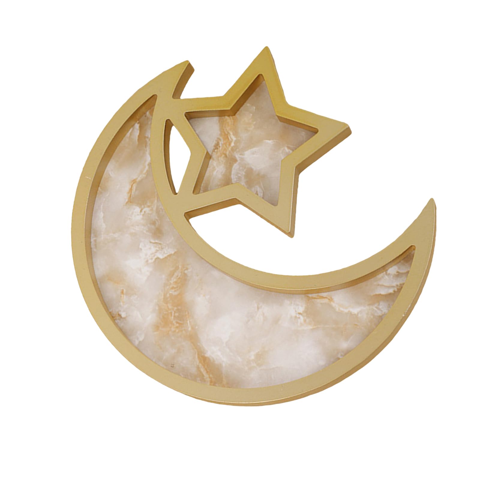 hogtnd Elegant Serving Tray with Moon and Star, Festival Snacks, Fruit Snacks, Presentation Plate, Traditional Eid Table Decoration, Moon and Star Tray