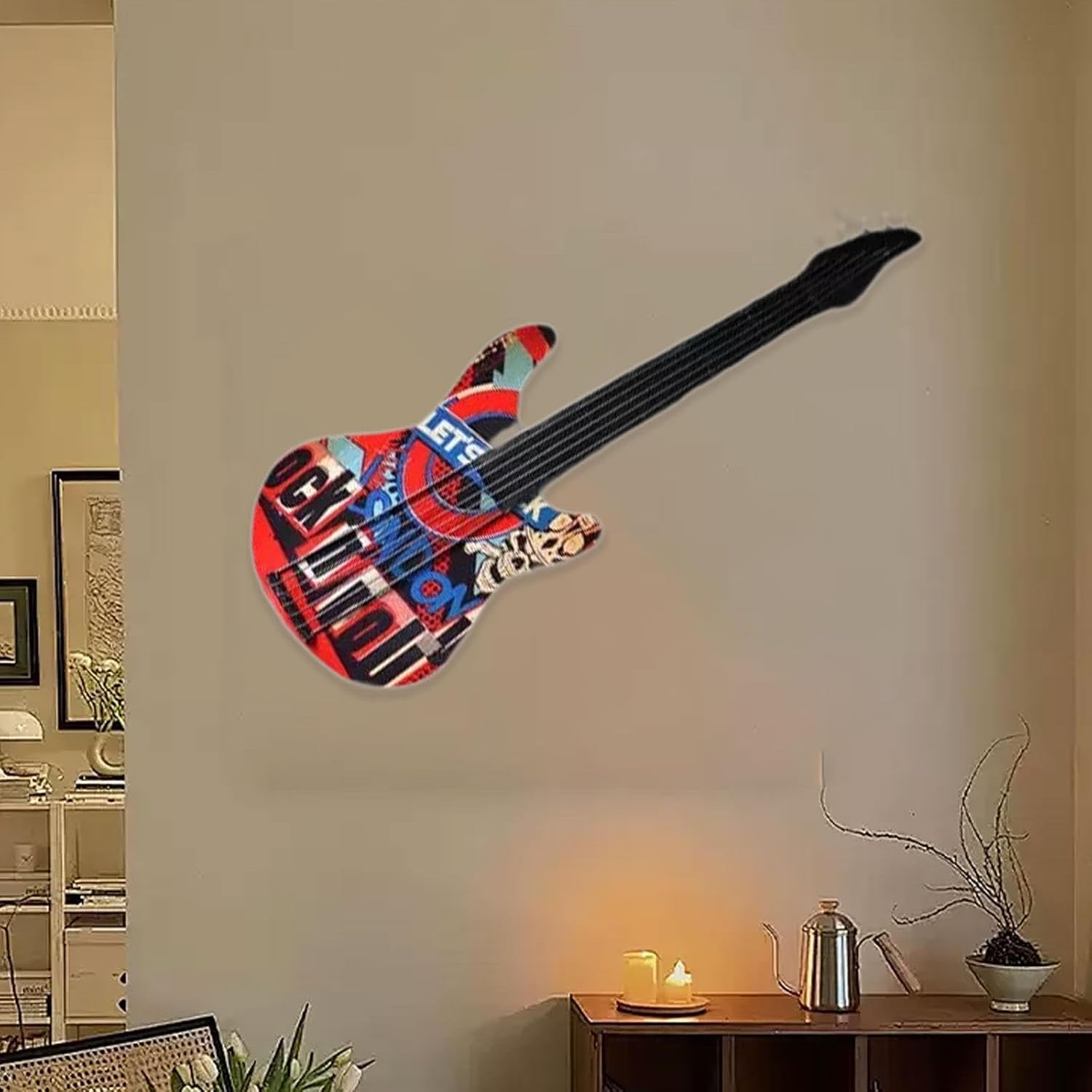 賃貸OK】STAND BARで壁掛けギタースタンドを作ろう | ホームセンターバロー ギターウォールハンギング装飾、楽器の北欧鉄の装飾ギター音楽クラブカフェKTVホテルズバーのための装飾ギター, 黒