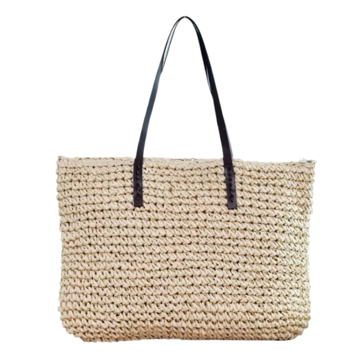 Korbtaschen Damen Sommer Strohtaschen Handtasche Sommer Strandtasche Rattan Gewebt Handgefertigt Sommer Strand Geldbörse (Color : B, Size : 37 * 47cm)