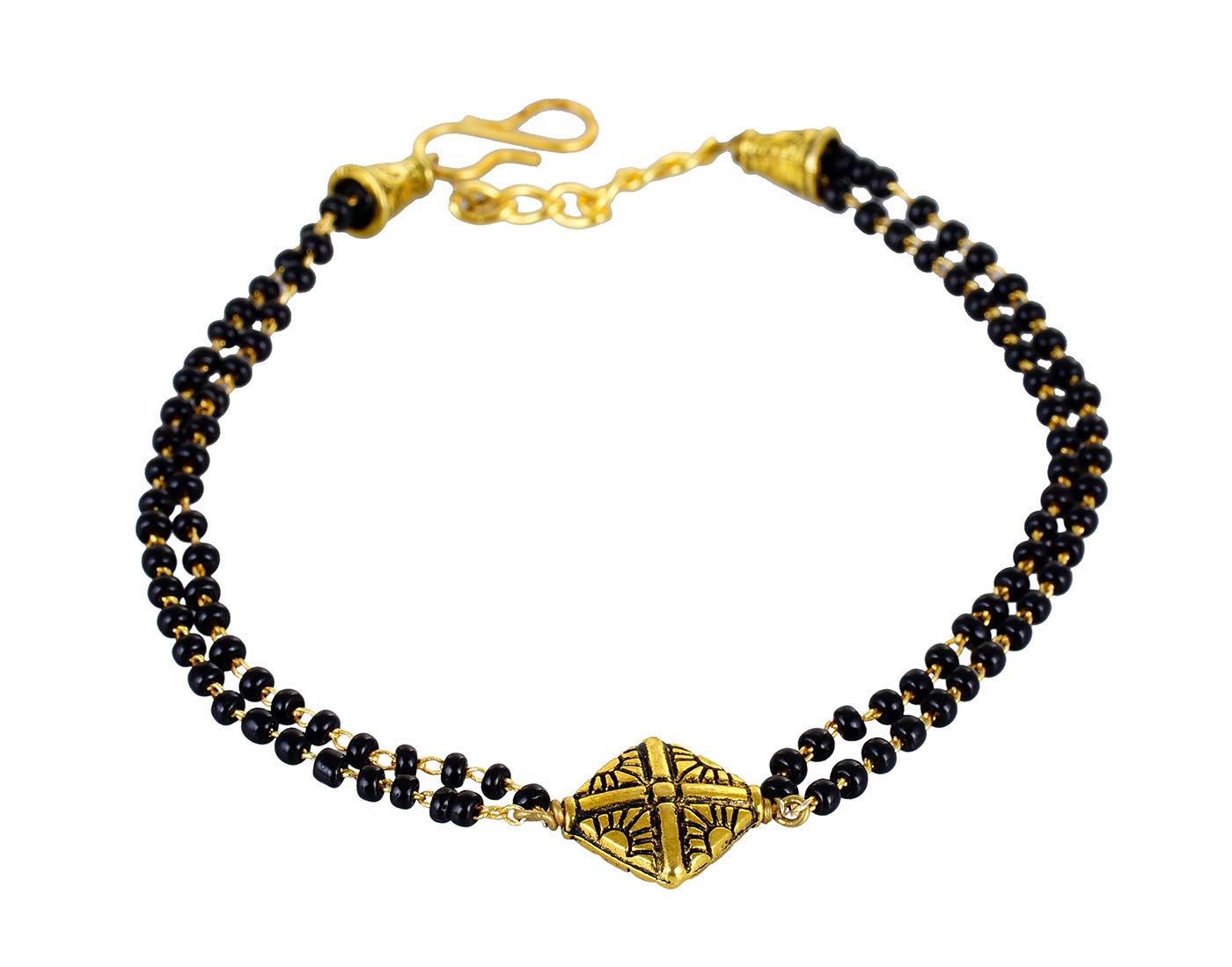 VAMA FASHIONS Gold Plated Oxidized Gold Mangalsutra Bracelet For Women & Girls (Black) (B07NCY9YDQ) Amazon Price History, Amazon Price Tracker