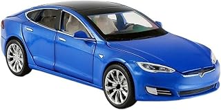 Scale Diecast car for Tesla Model S Car Model Alloy Diecast Metal Model 6 Doors Opened 1/32 Size (Color : Blue S no Box)