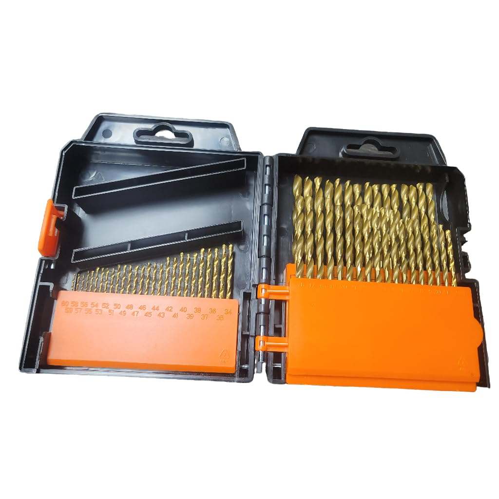 Titanium High-Speed Steel Numbered Drill Bit Set, 60-Piece - Compatible with Warrior